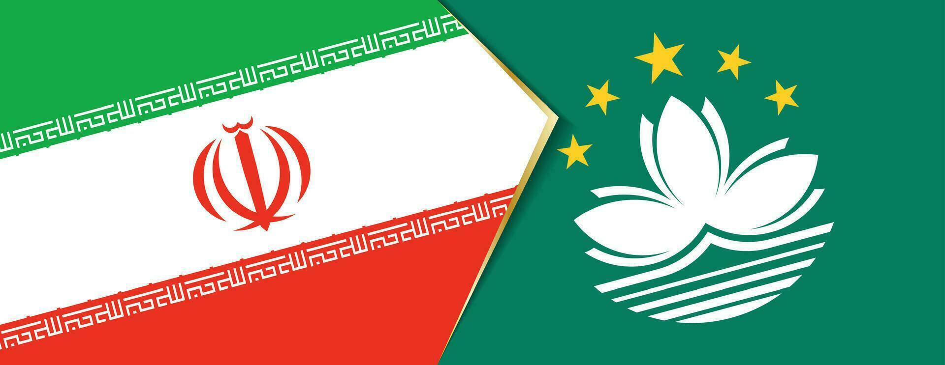 Iran and Macau flags, two vector flags.