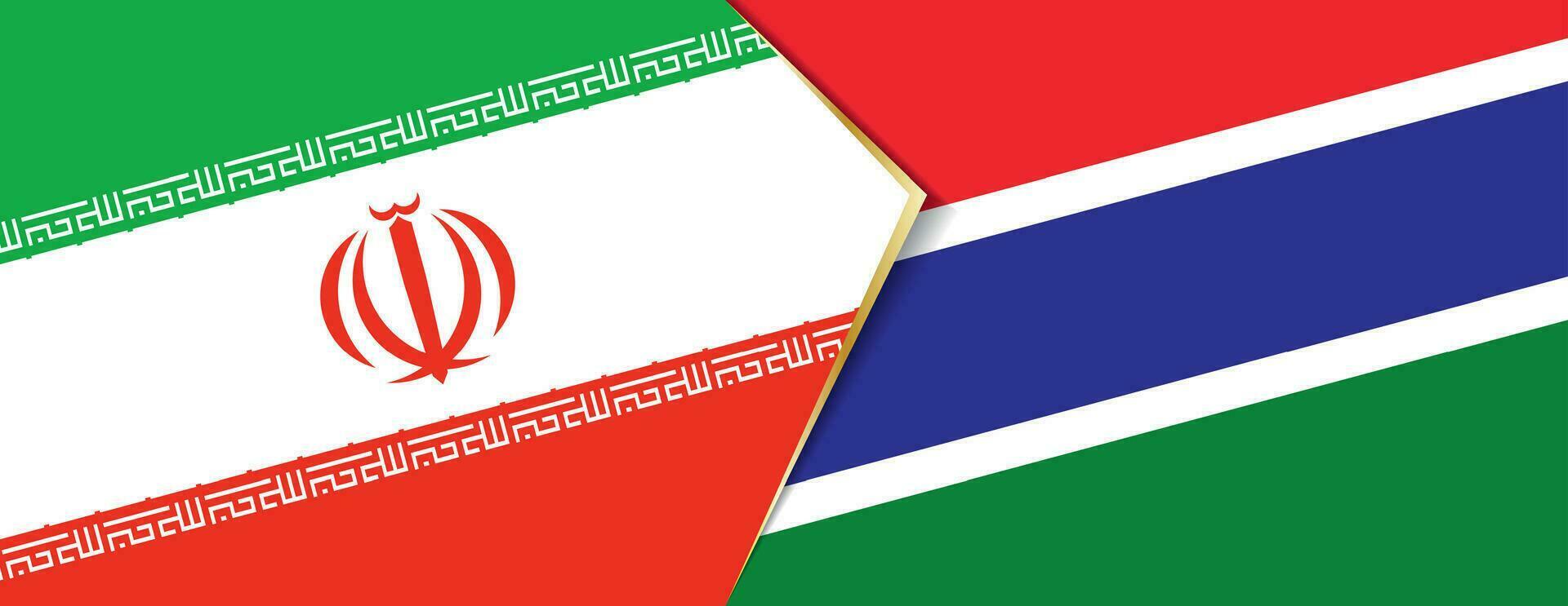 Iran and Gambia flags, two vector flags.