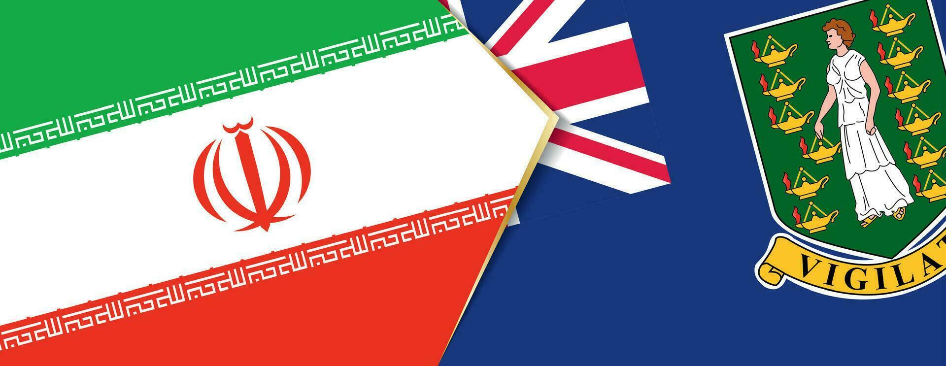 Iran and British Virgin Islands flags, two vector flags.