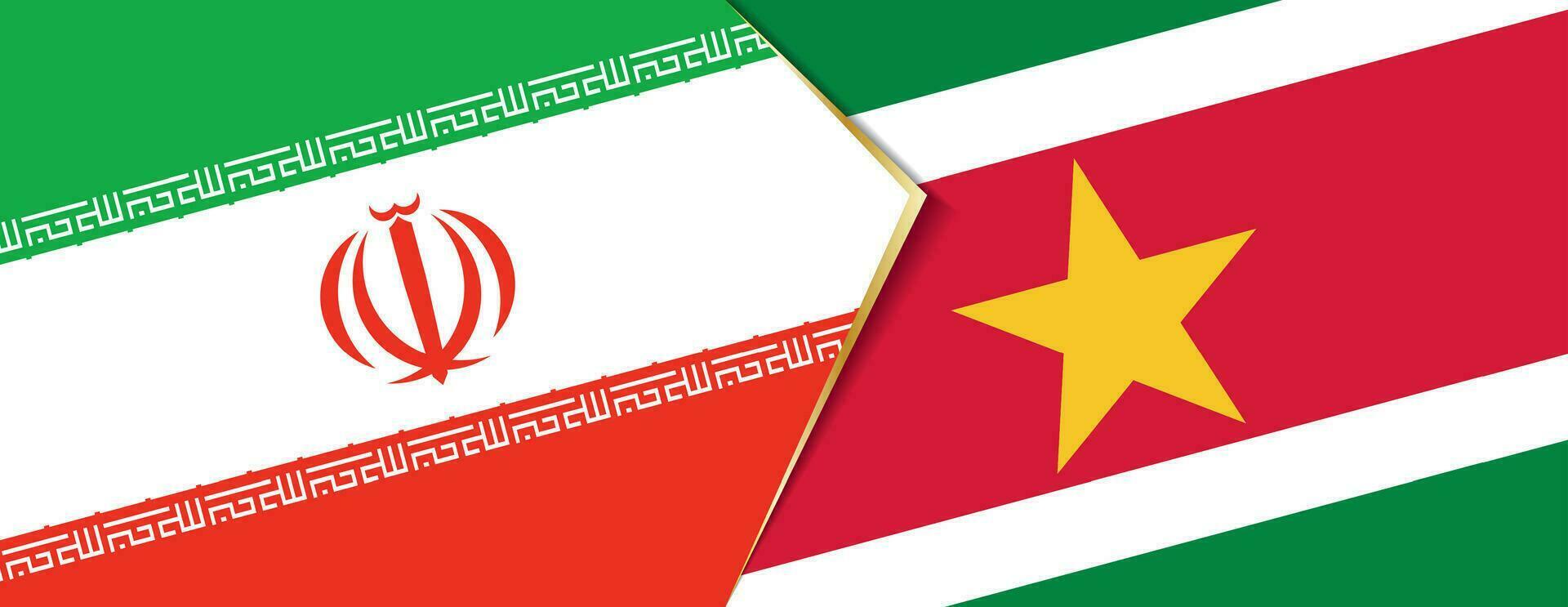 Iran and Suriname flags, two vector flags.