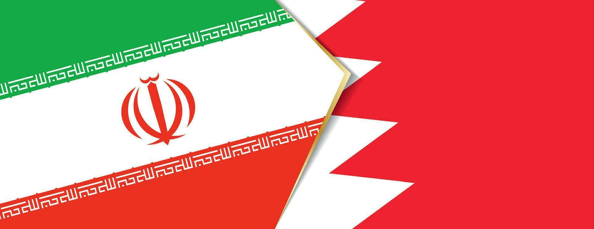 Iran and Bahrain flags, two vector flags.