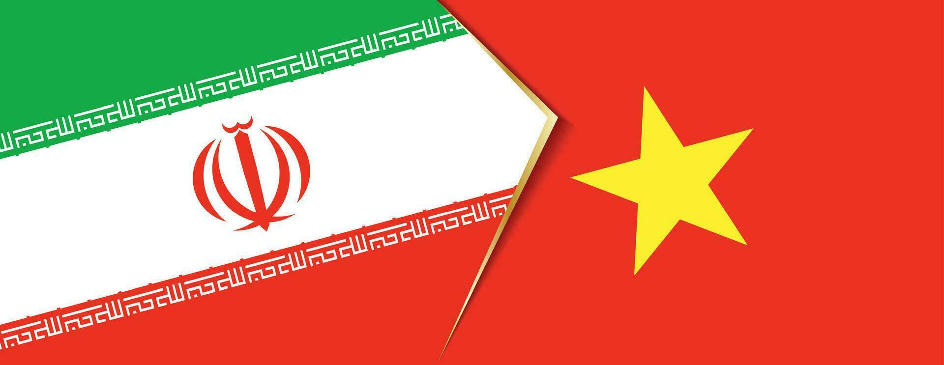 Iran and Vietnam flags, two vector flags.