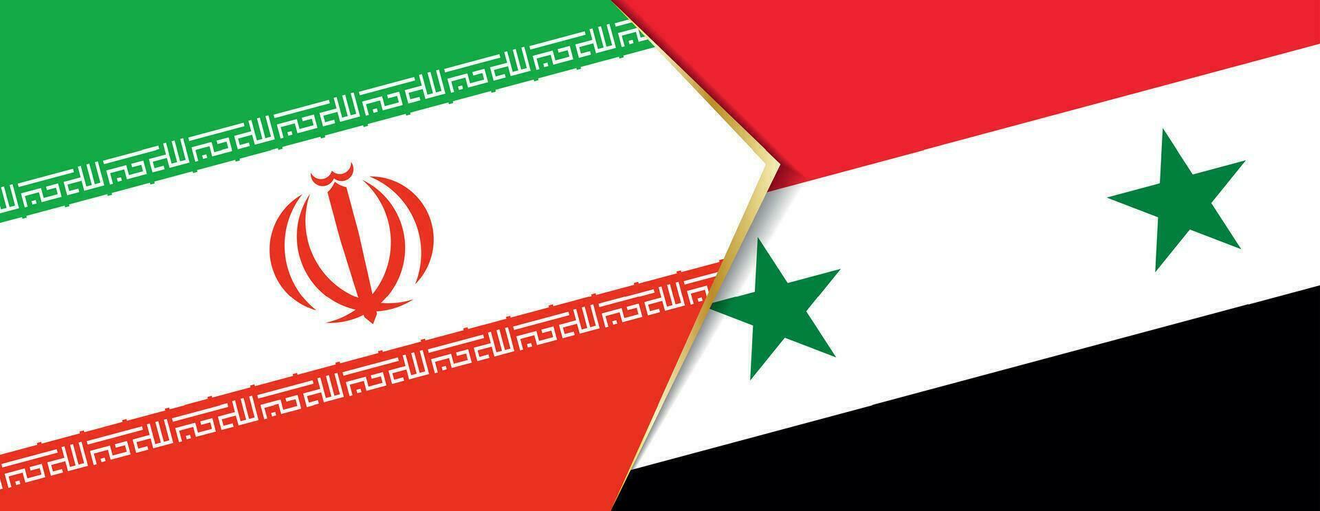 Iran and Syria flags, two vector flags.
