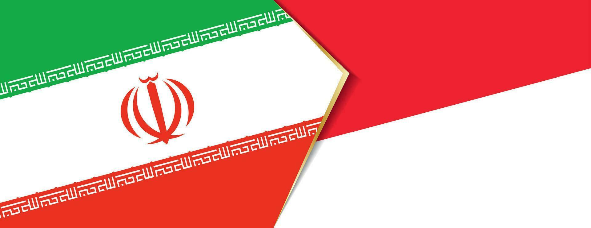 Iran and Indonesia flags, two vector flags.