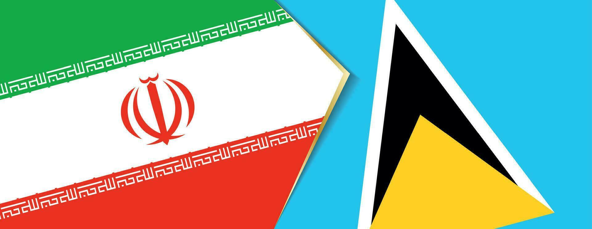 Iran and Saint Lucia flags, two vector flags.