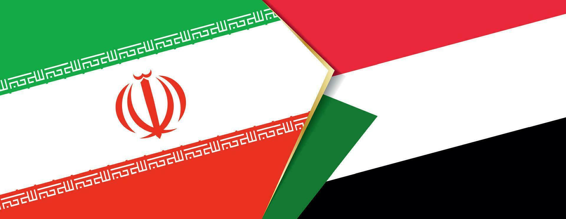 Iran and Sudan flags, two vector flags.