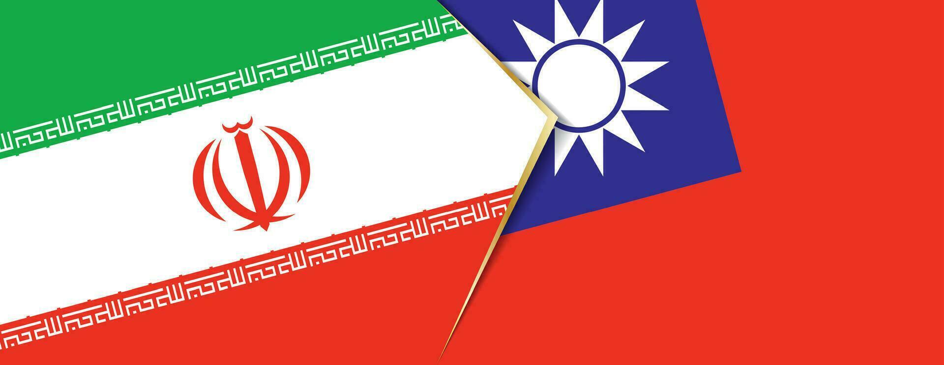 Iran and Taiwan flags, two vector flags.