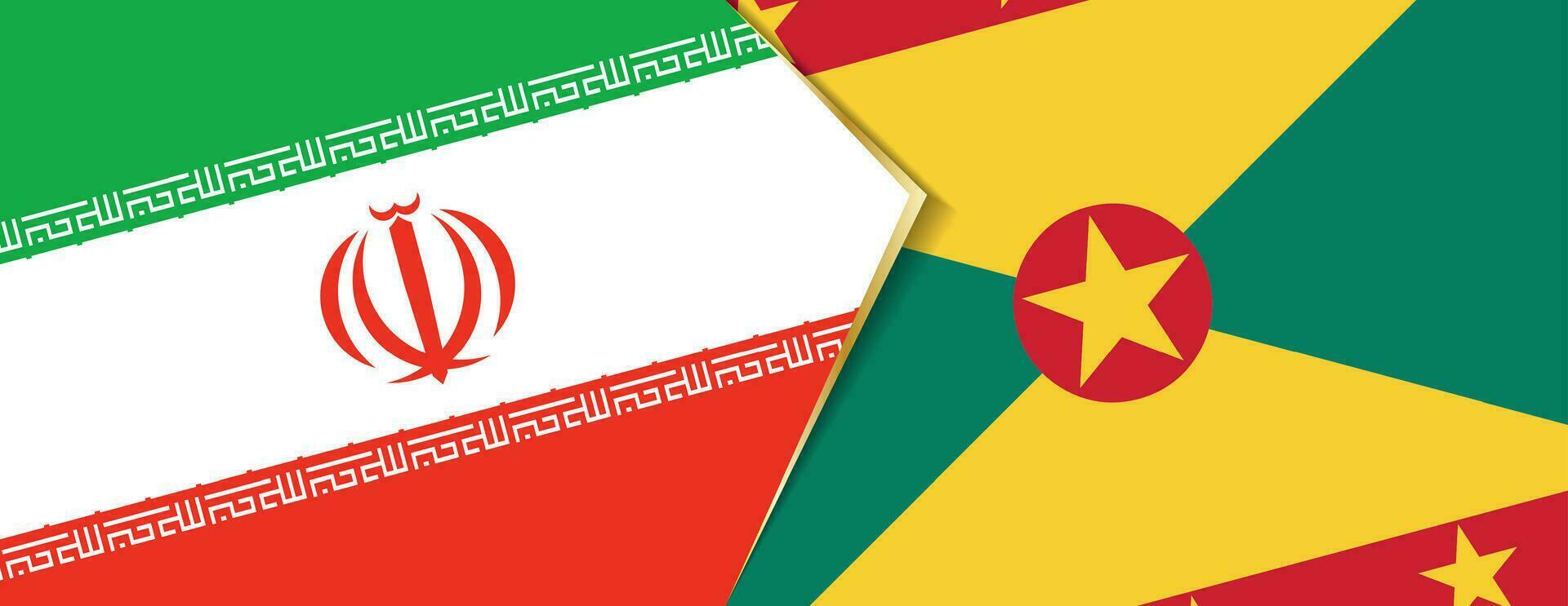 Iran and Grenada flags, two vector flags.