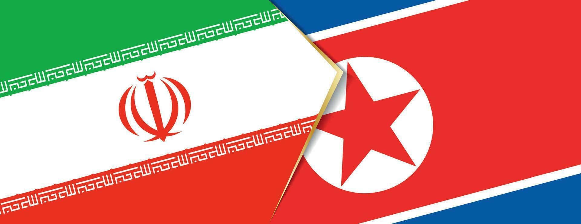 Iran and North Korea flags, two vector flags.