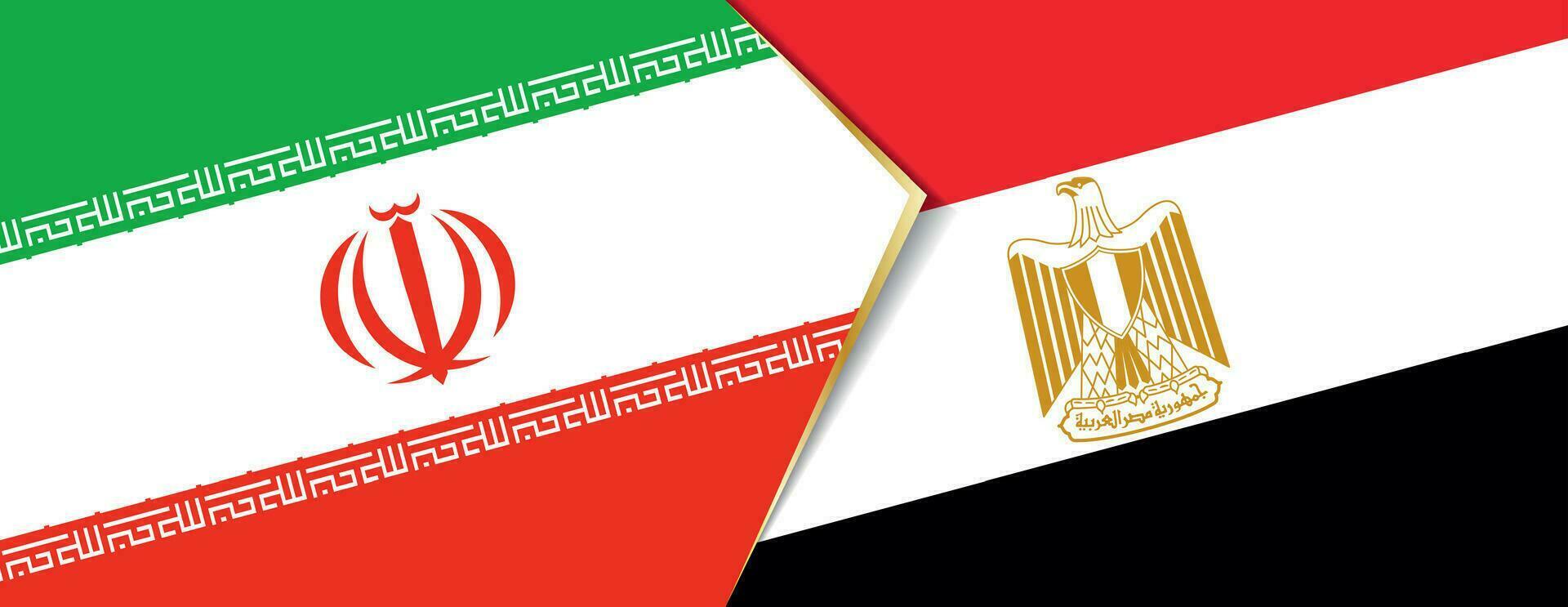 Iran and Egypt flags, two vector flags.