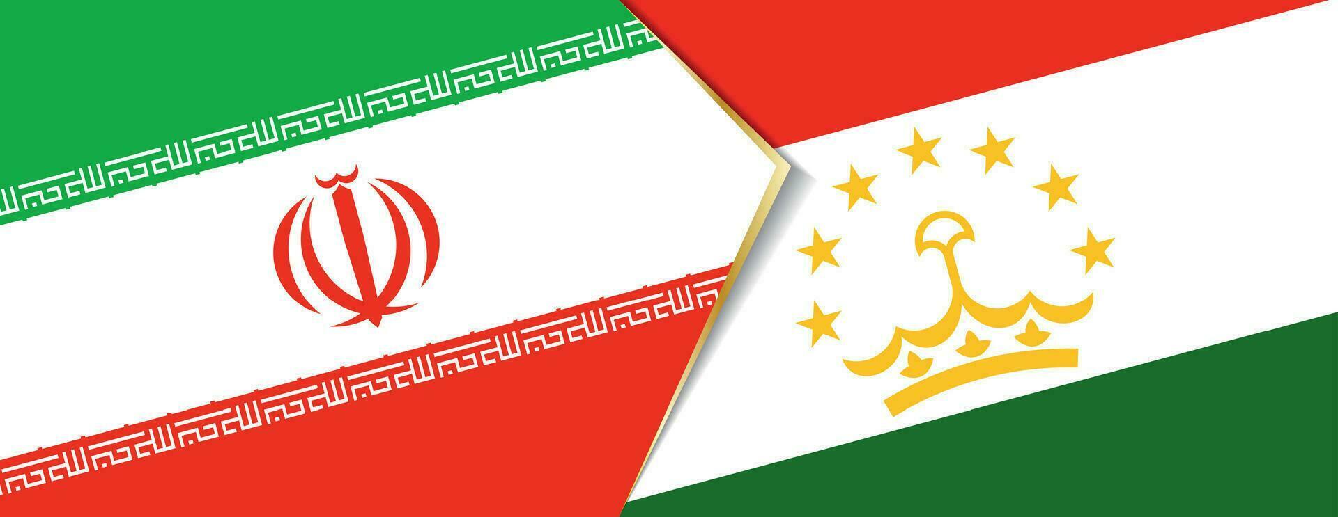 Iran and Tajikistan flags, two vector flags.