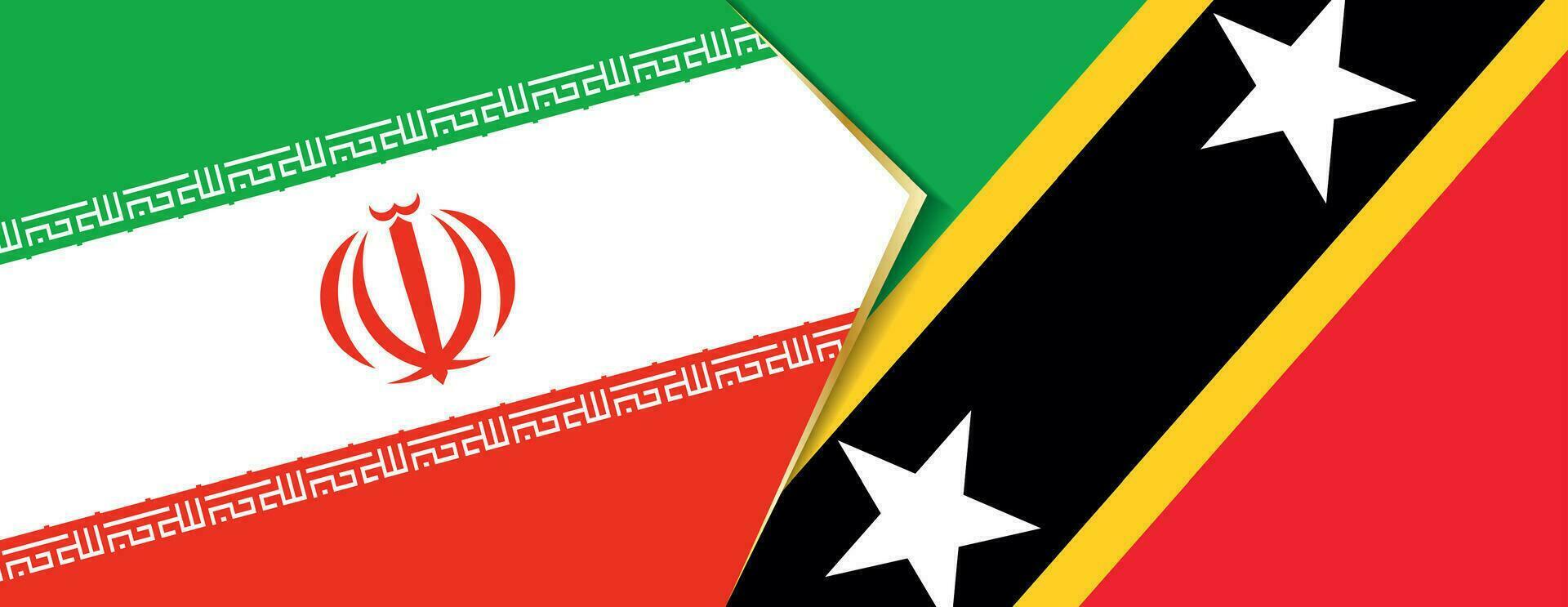 Iran and Saint Kitts and Nevis flags, two vector flags.