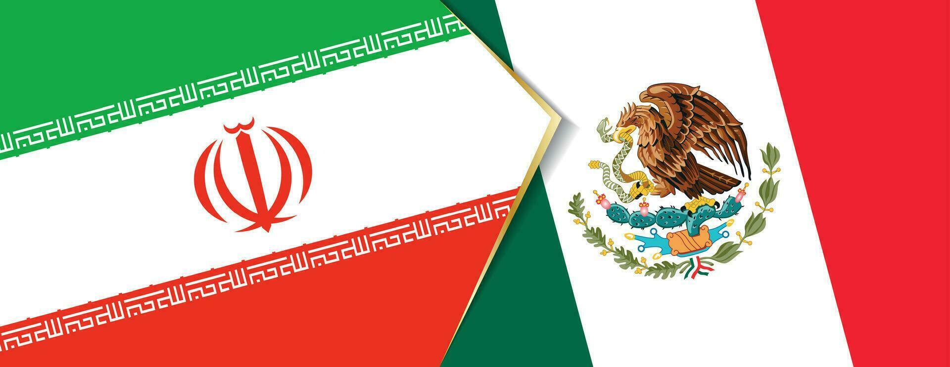 Iran and Mexico flags, two vector flags.