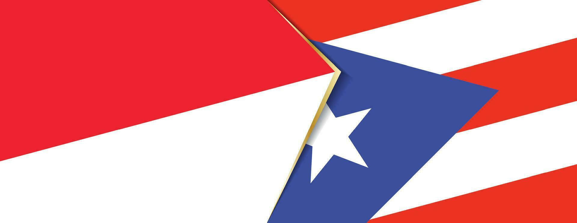 Indonesia y puerto rico banderas, dos vector banderas