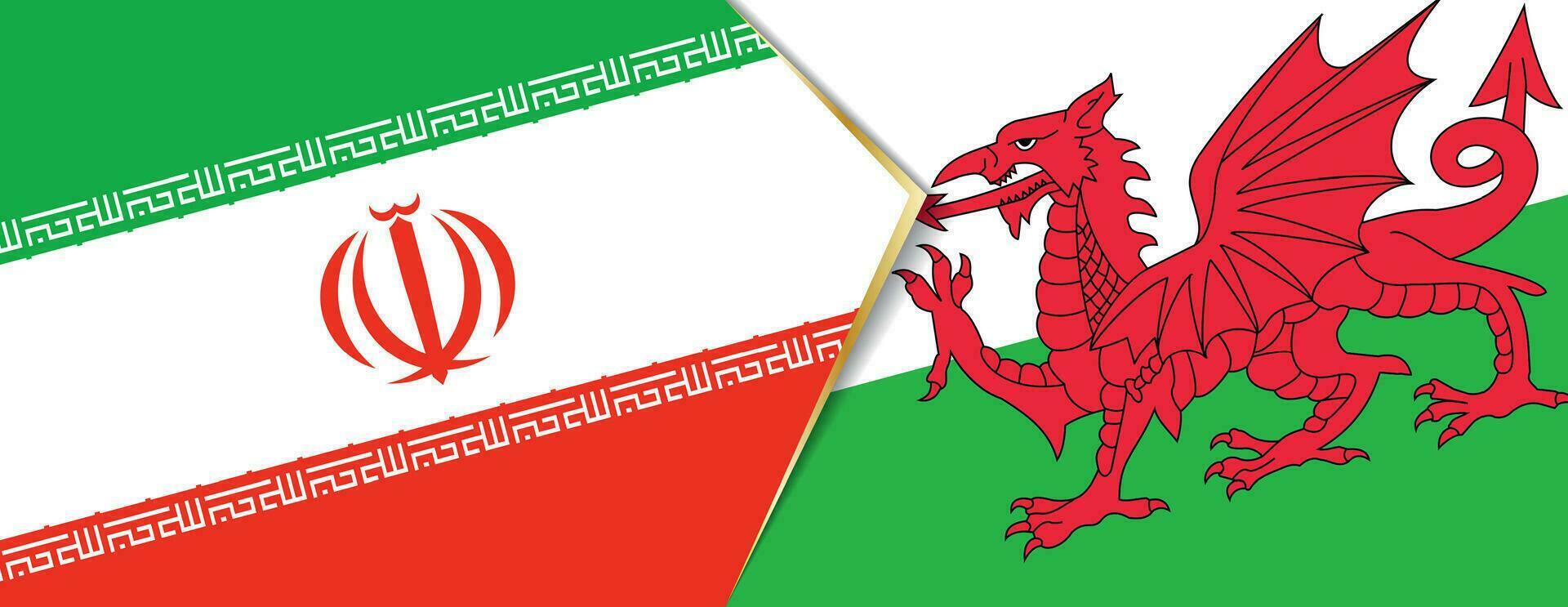 Iran and Wales flags, two vector flags.