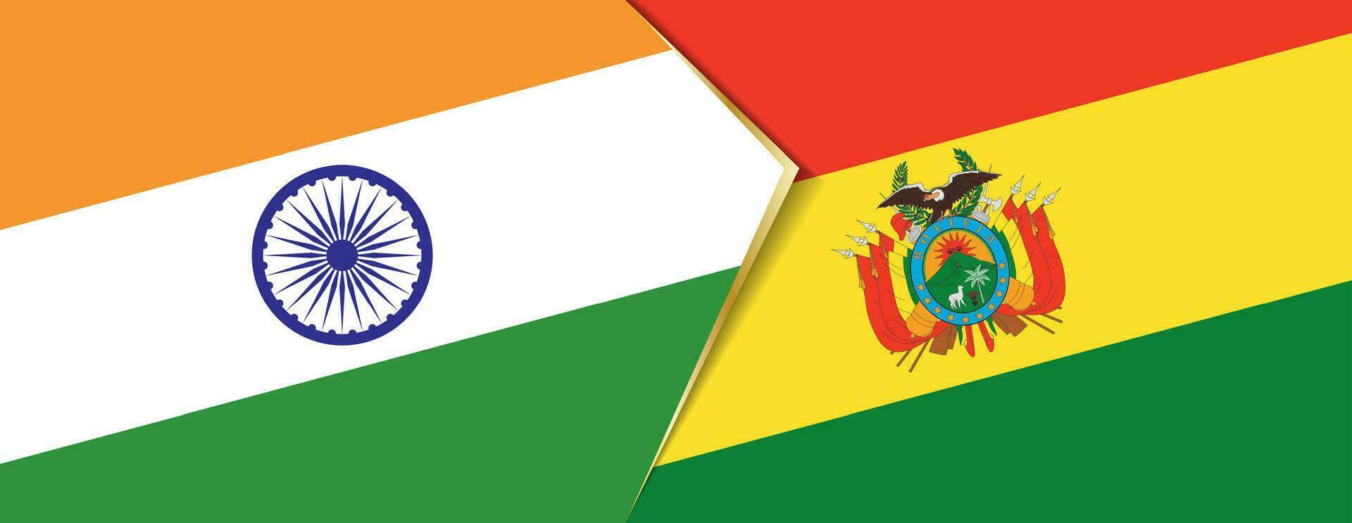 India and Bolivia flags, two vector flags.