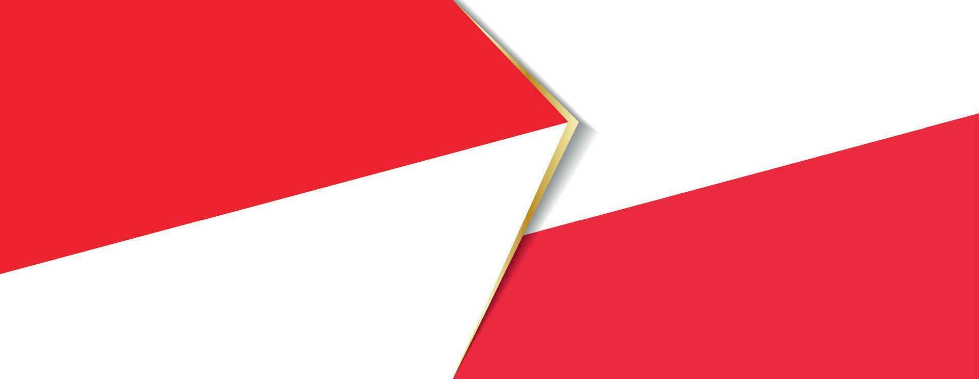 Indonesia and Poland flags, two vector flags.