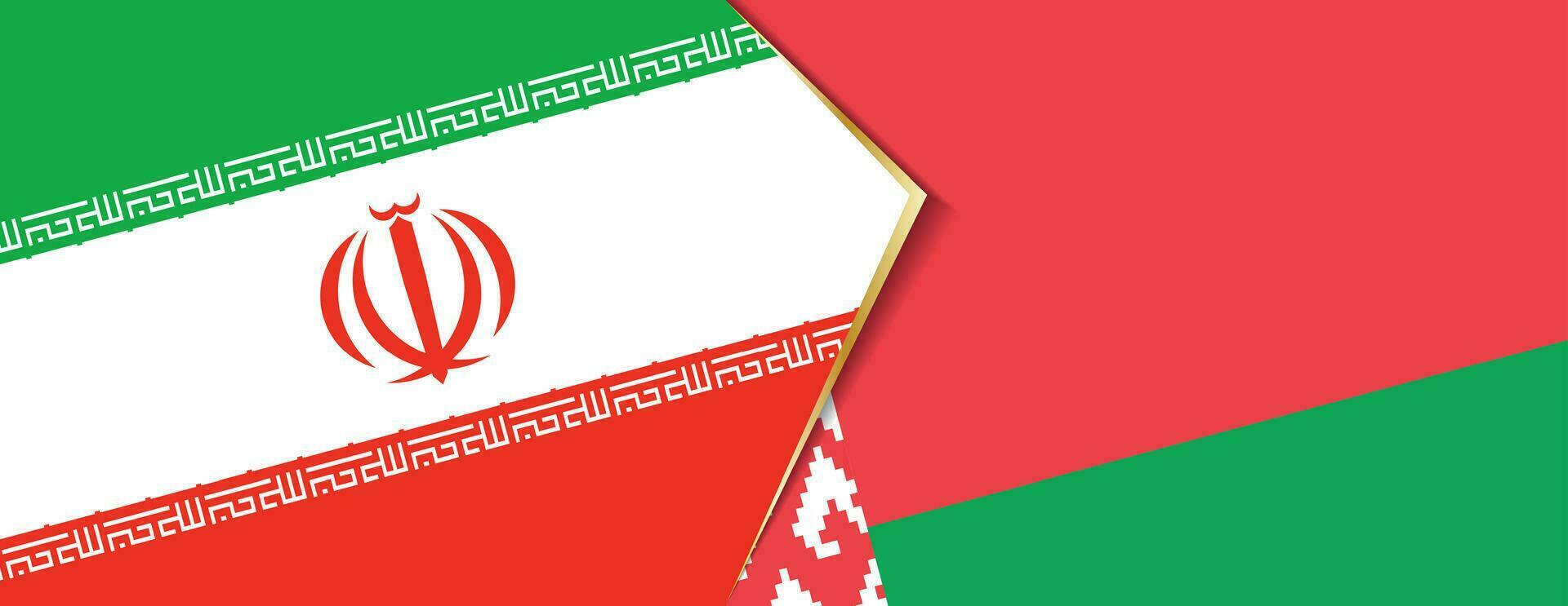 Iran and Belarus flags, two vector flags.