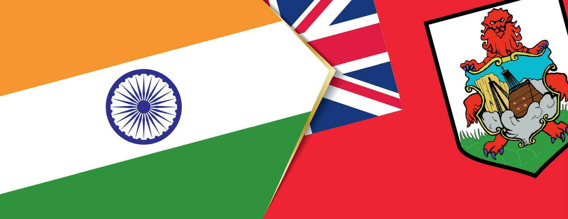 India and Bermuda flags, two vector flags.