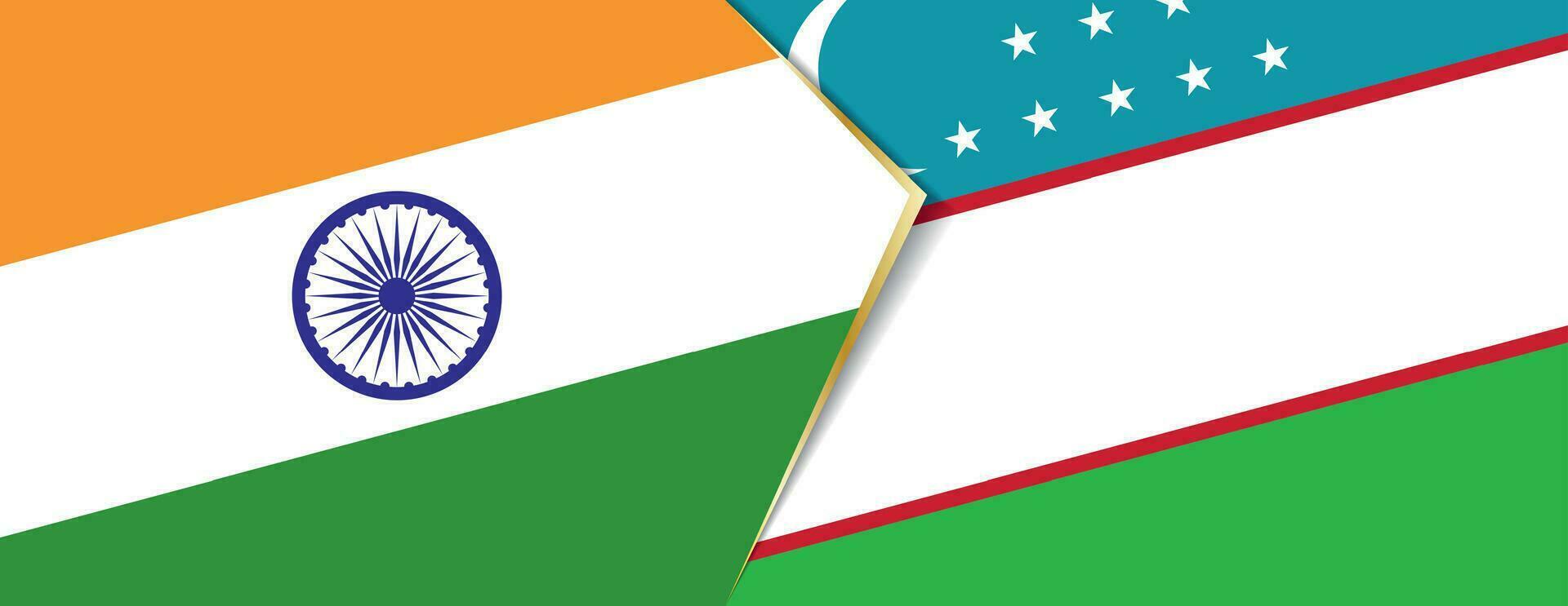 India and Uzbekistan flags, two vector flags.
