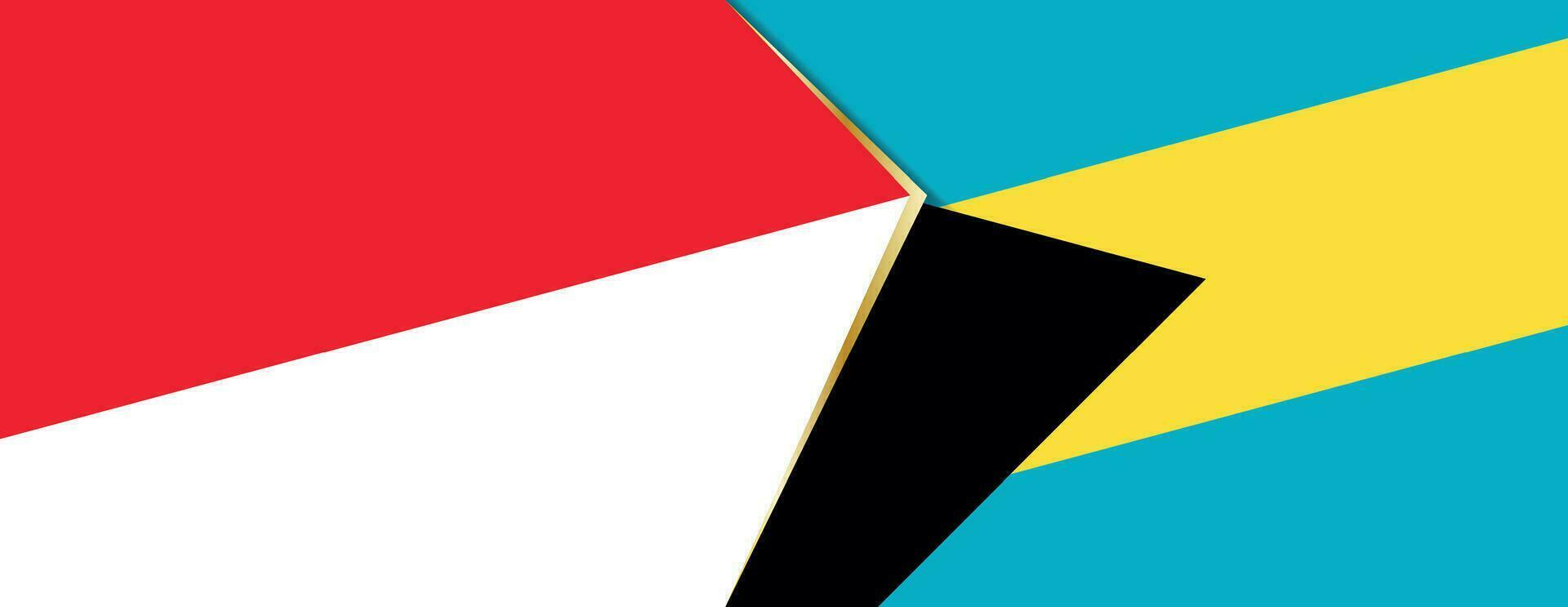 Indonesia and The Bahamas flags, two vector flags.