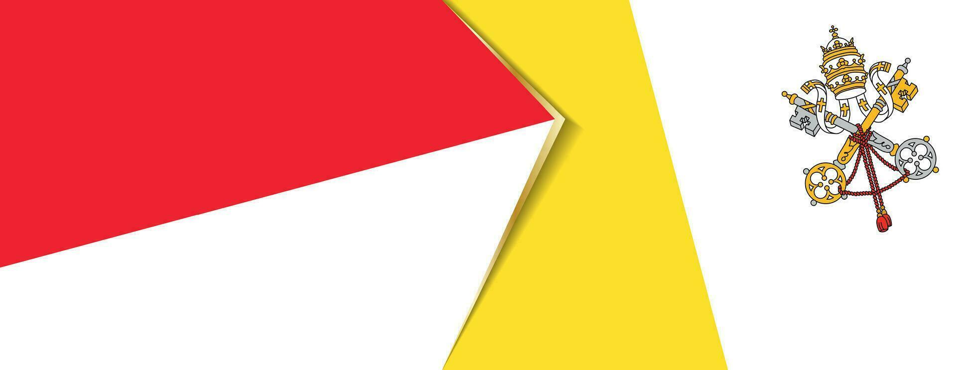 Indonesia and Vatican City flags, two vector flags.