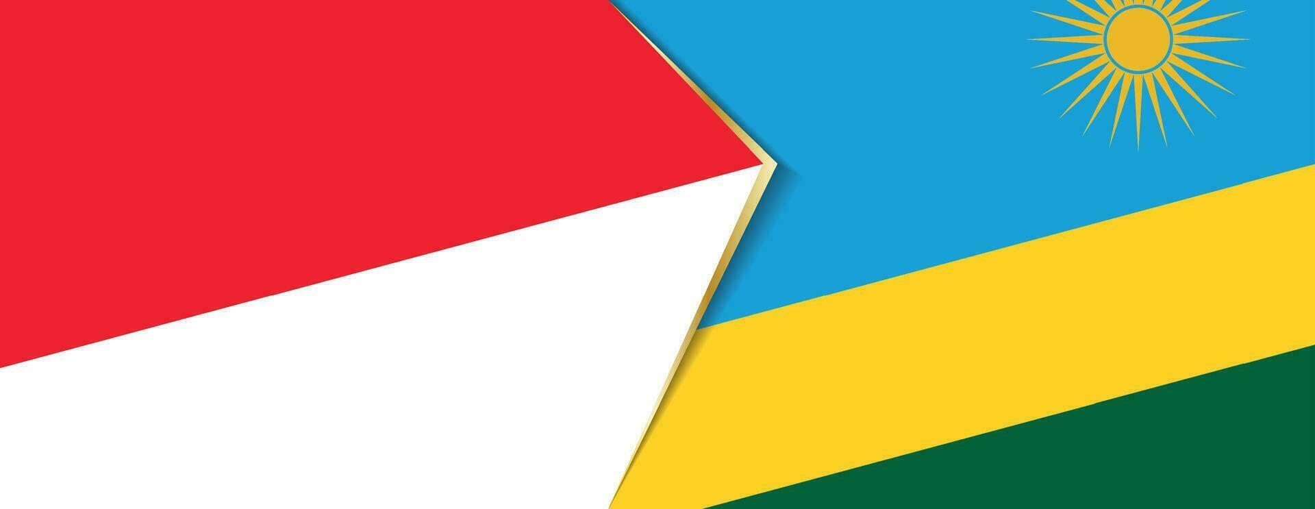 Indonesia y Ruanda banderas, dos vector banderas