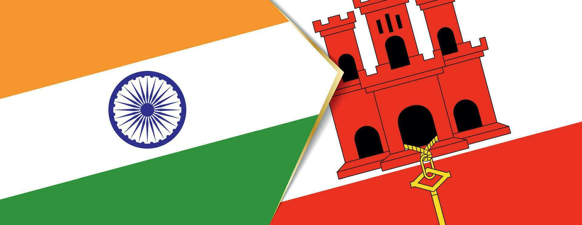 India and Gibraltar flags, two vector flags.