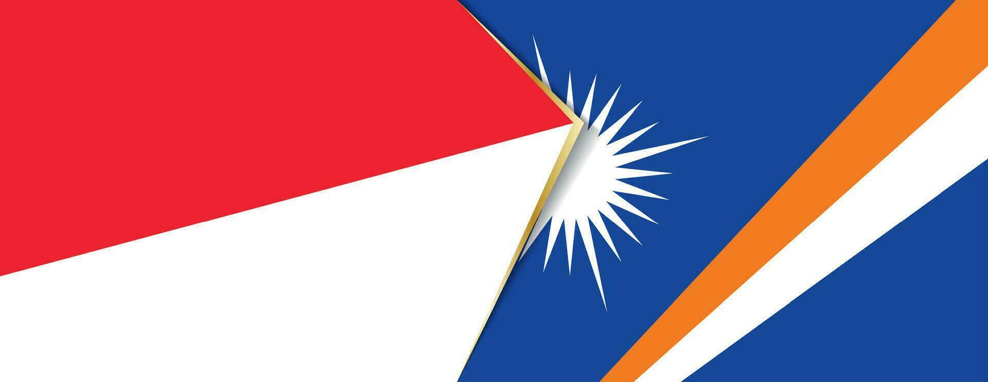Indonesia and Marshall Islands flags, two vector flags.