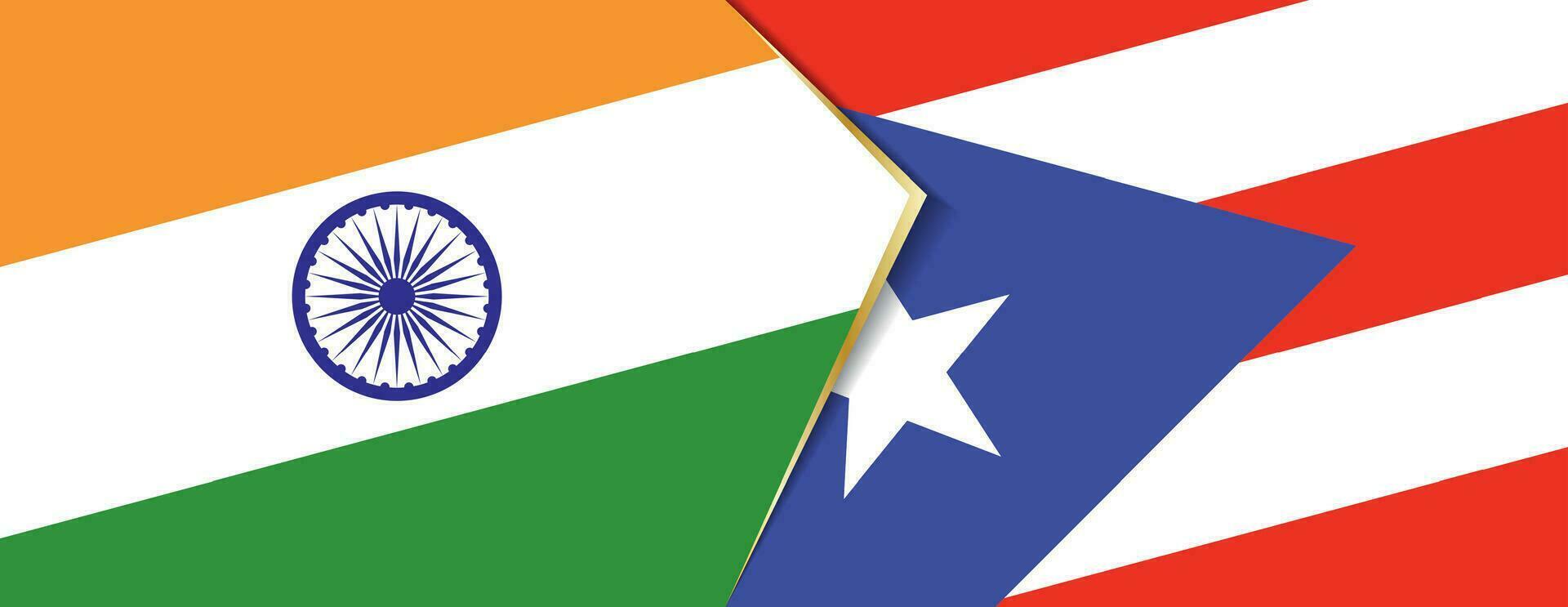 India and Puerto Rico flags, two vector flags.