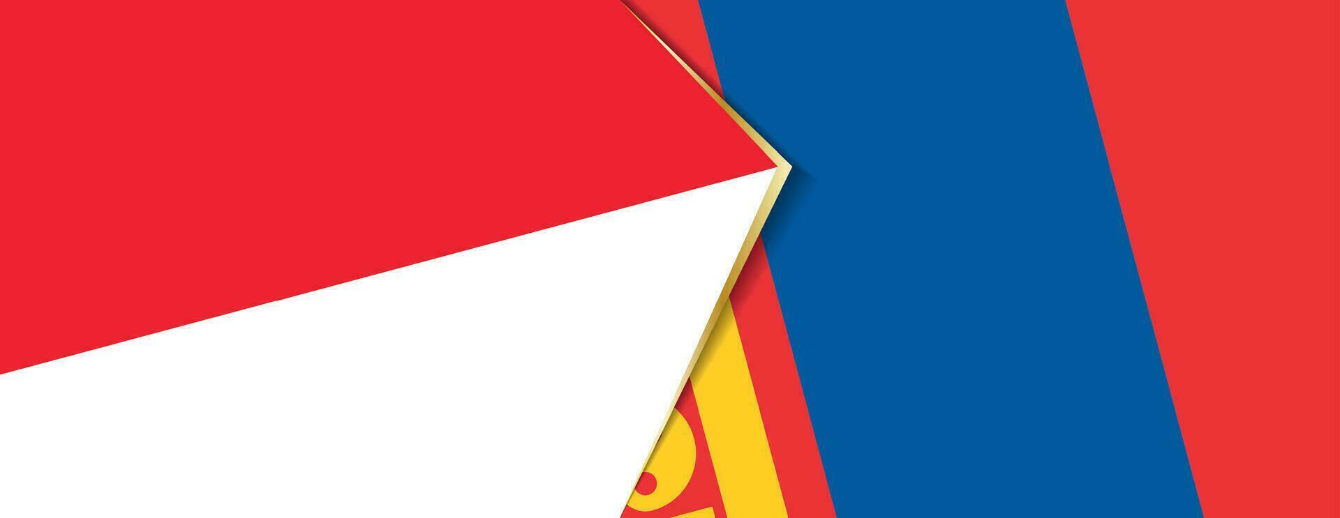 Indonesia and Mongolia flags, two vector flags.