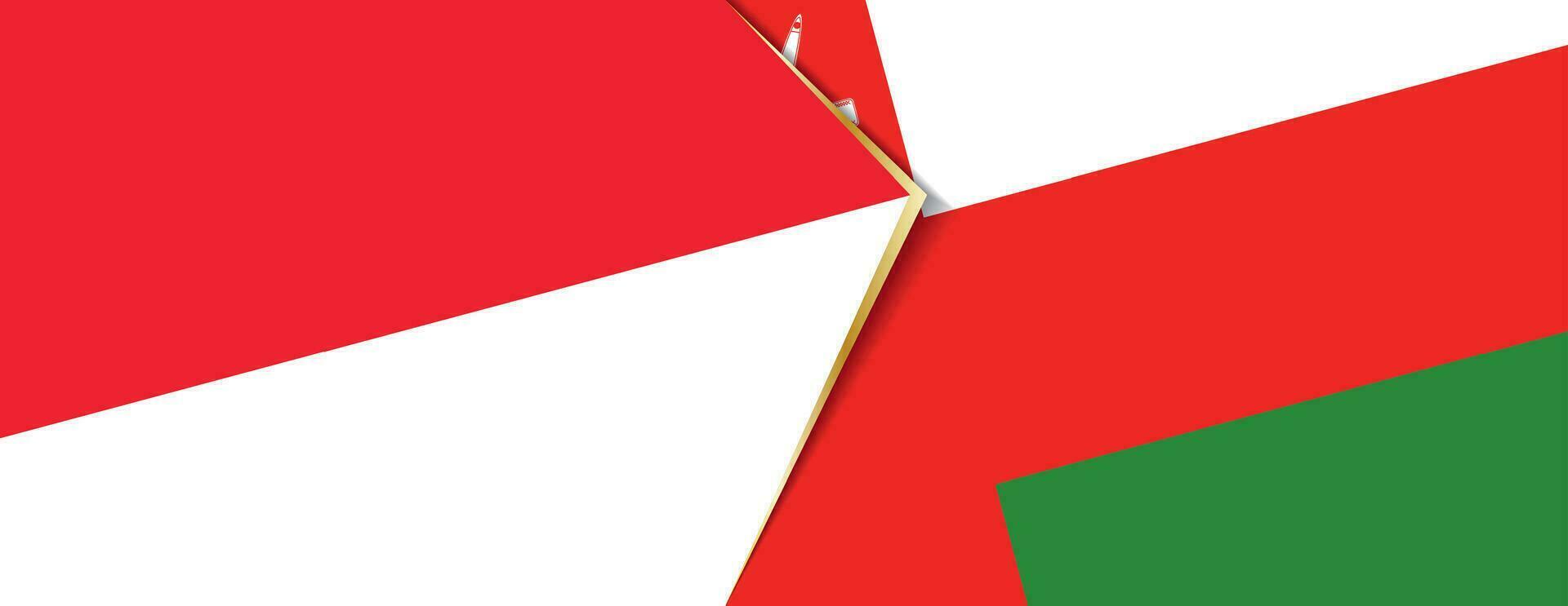 Indonesia and Oman flags, two vector flags.