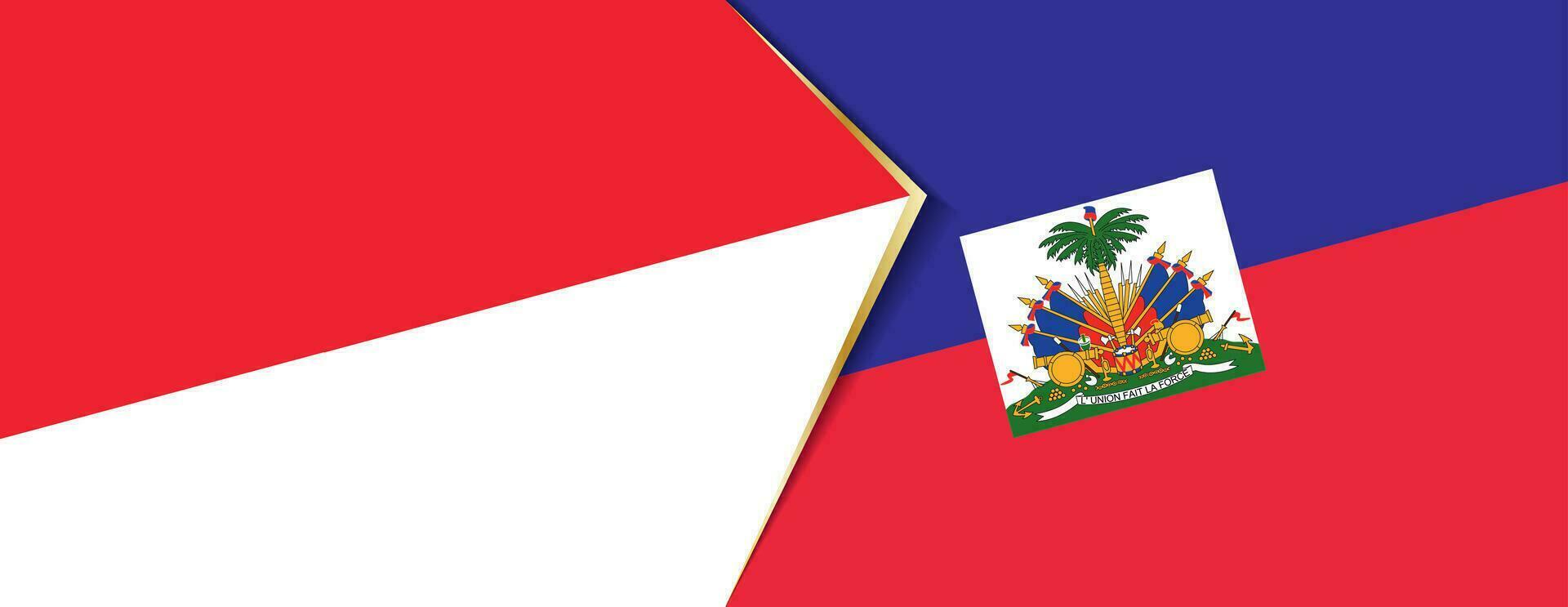 Indonesia and Haiti flags, two vector flags.