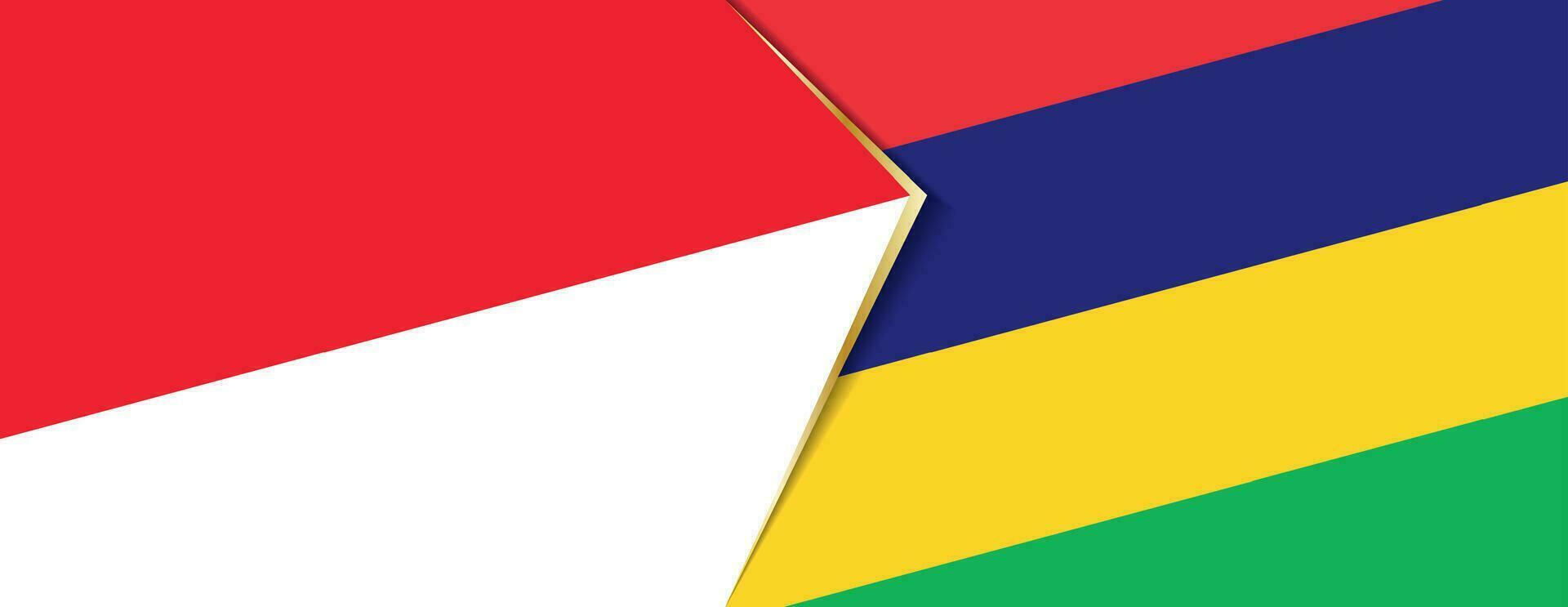 Indonesia and Mauritius flags, two vector flags.