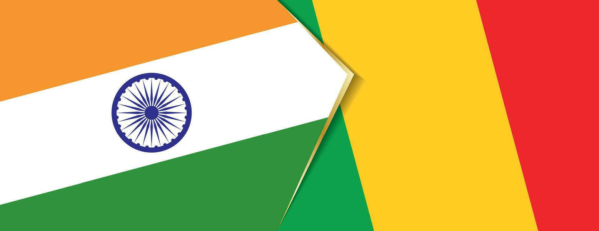 India and Mali flags, two vector flags.