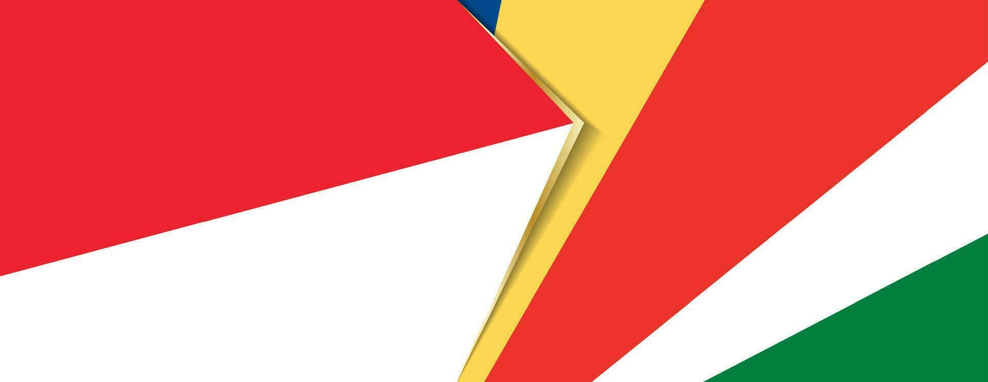 Indonesia and Seychelles flags, two vector flags.