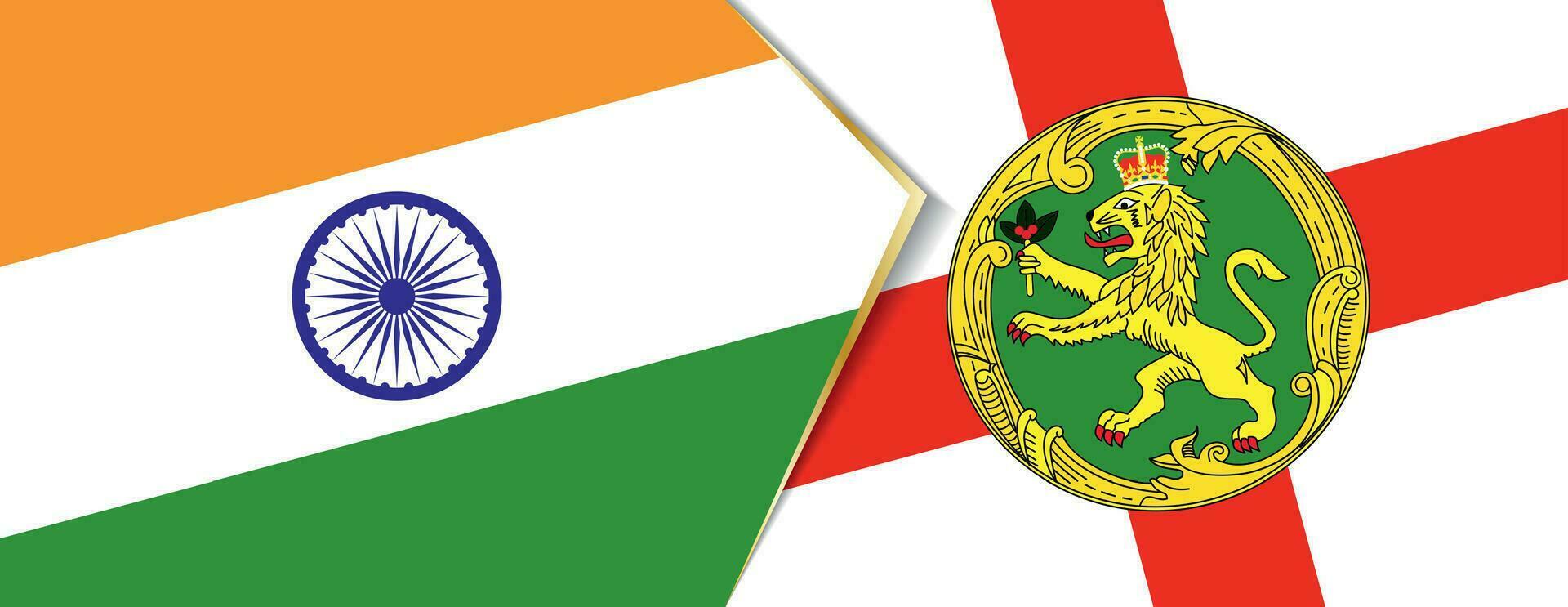 India and Alderney flags, two vector flags.