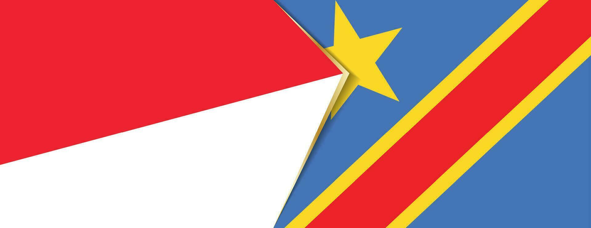Indonesia and DR Congo flags, two vector flags.