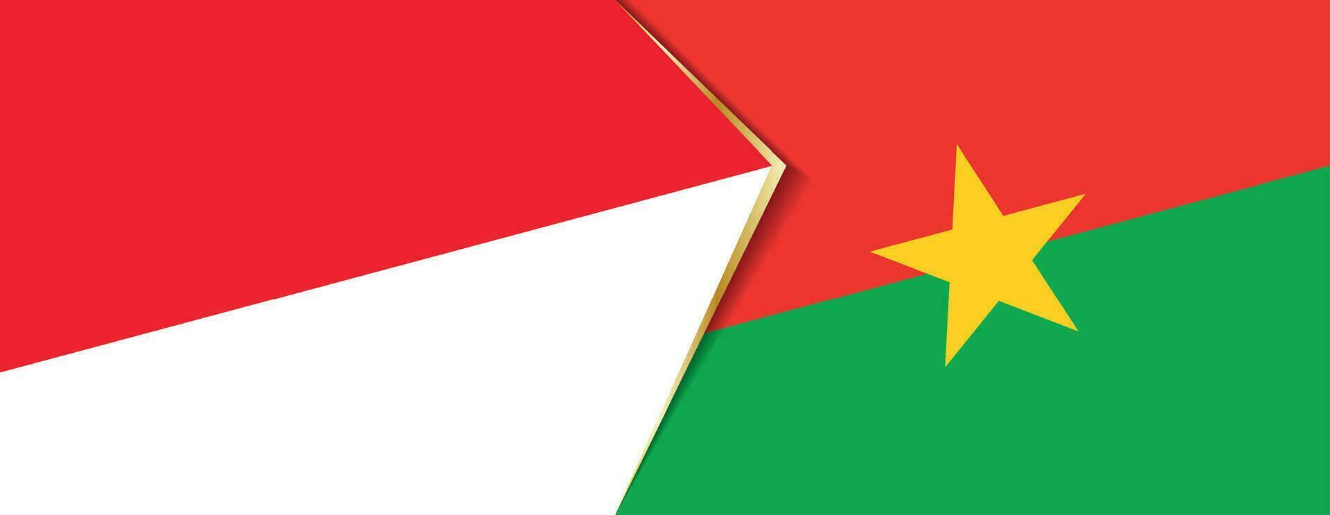 Indonesia and Burkina Faso flags, two vector flags.
