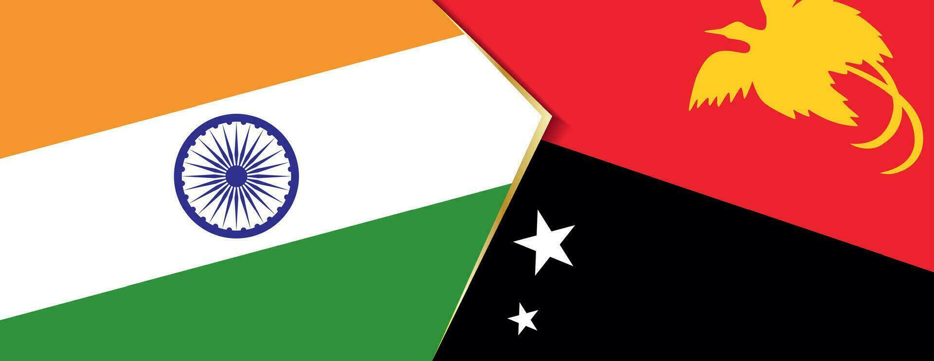 India and Papua New Guinea flags, two vector flags.