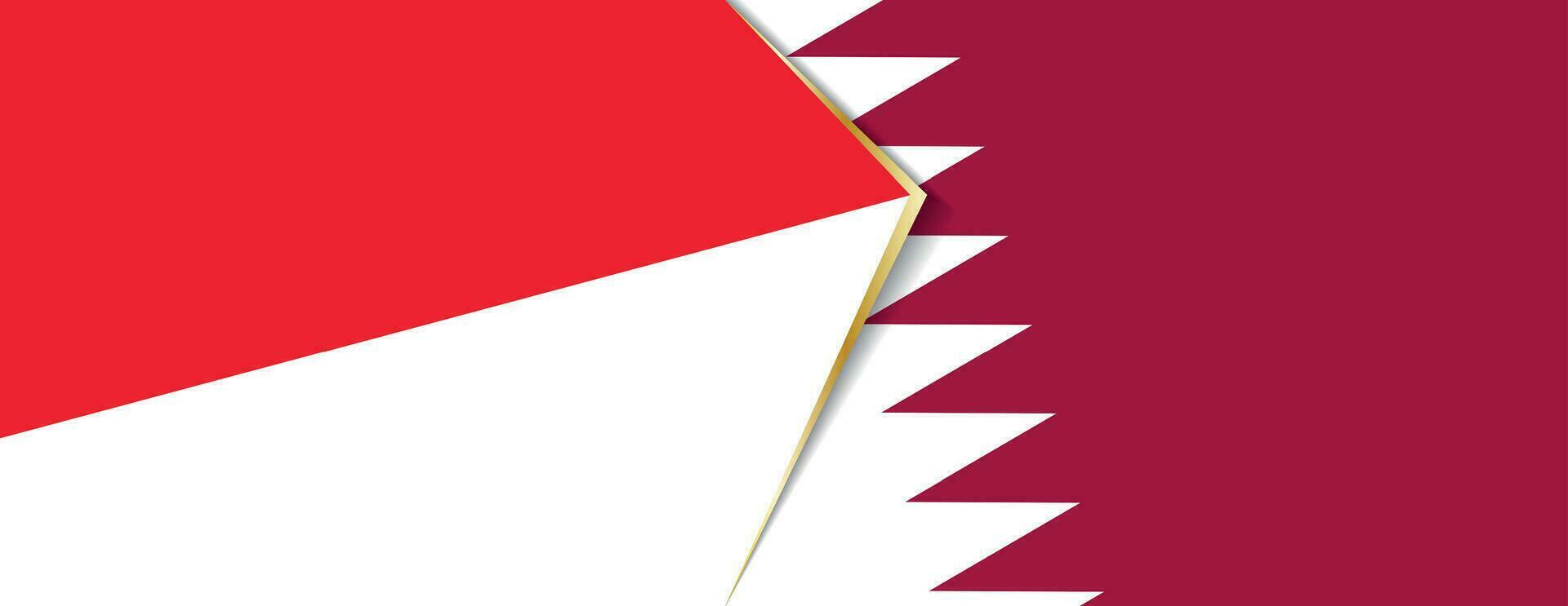 Indonesia and Qatar flags, two vector flags.