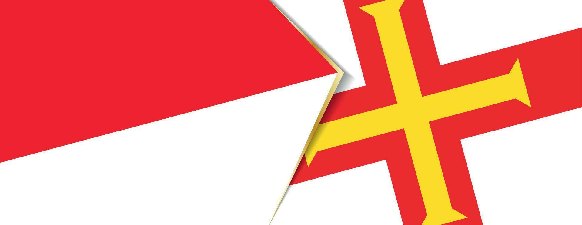 Indonesia and Guernsey flags, two vector flags.