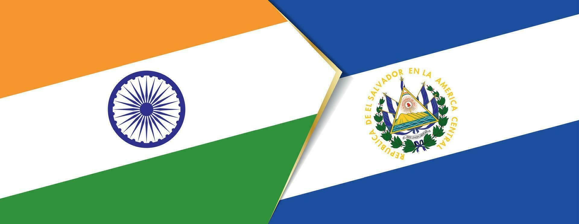 India and El Salvador flags, two vector flags.