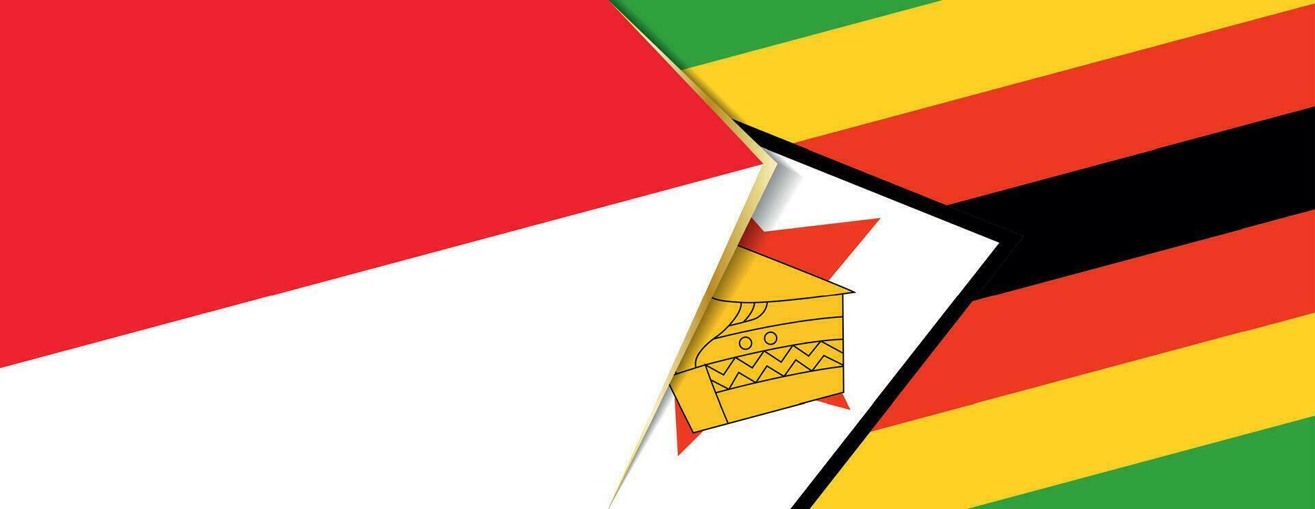 Indonesia and Zimbabwe flags, two vector flags.