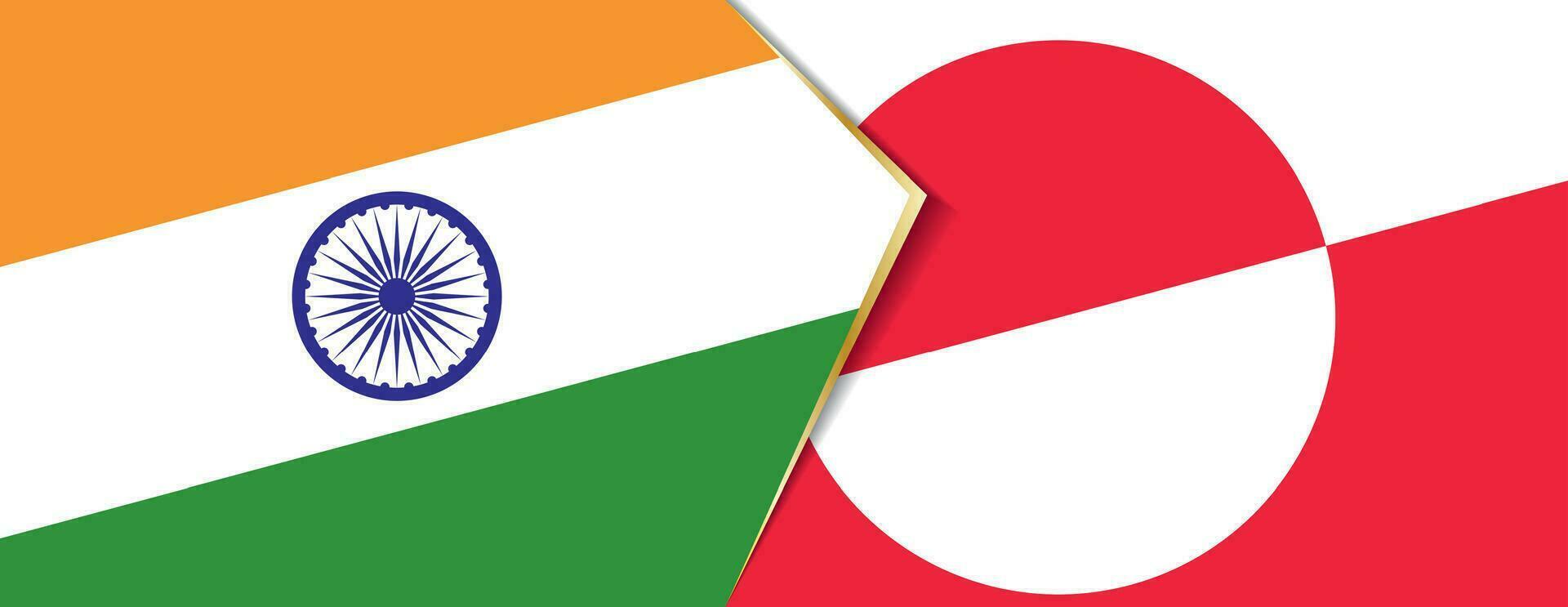 India and Greenland flags, two vector flags.