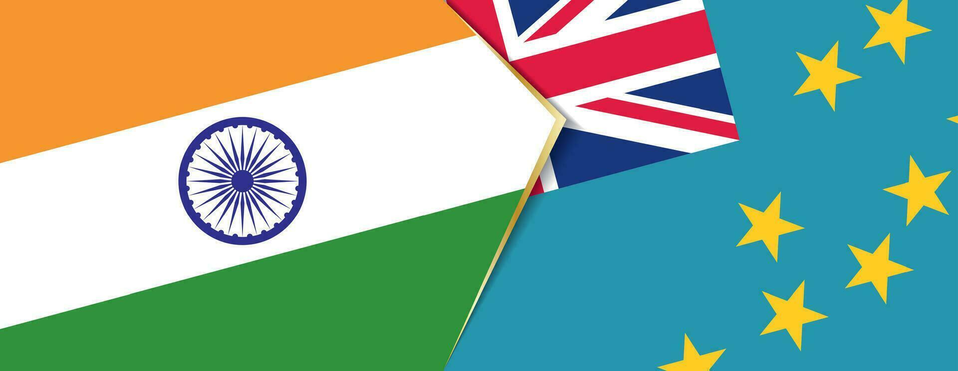 India and Tuvalu flags, two vector flags.