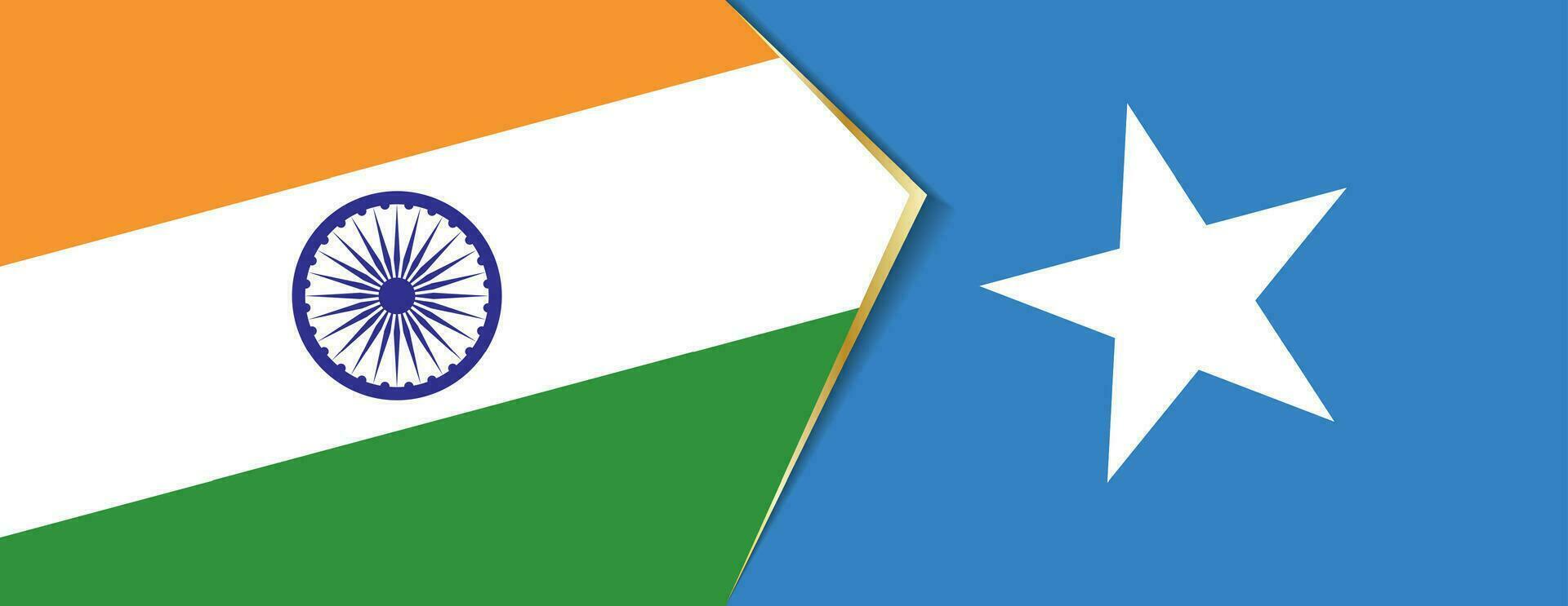 India and Somalia flags, two vector flags.