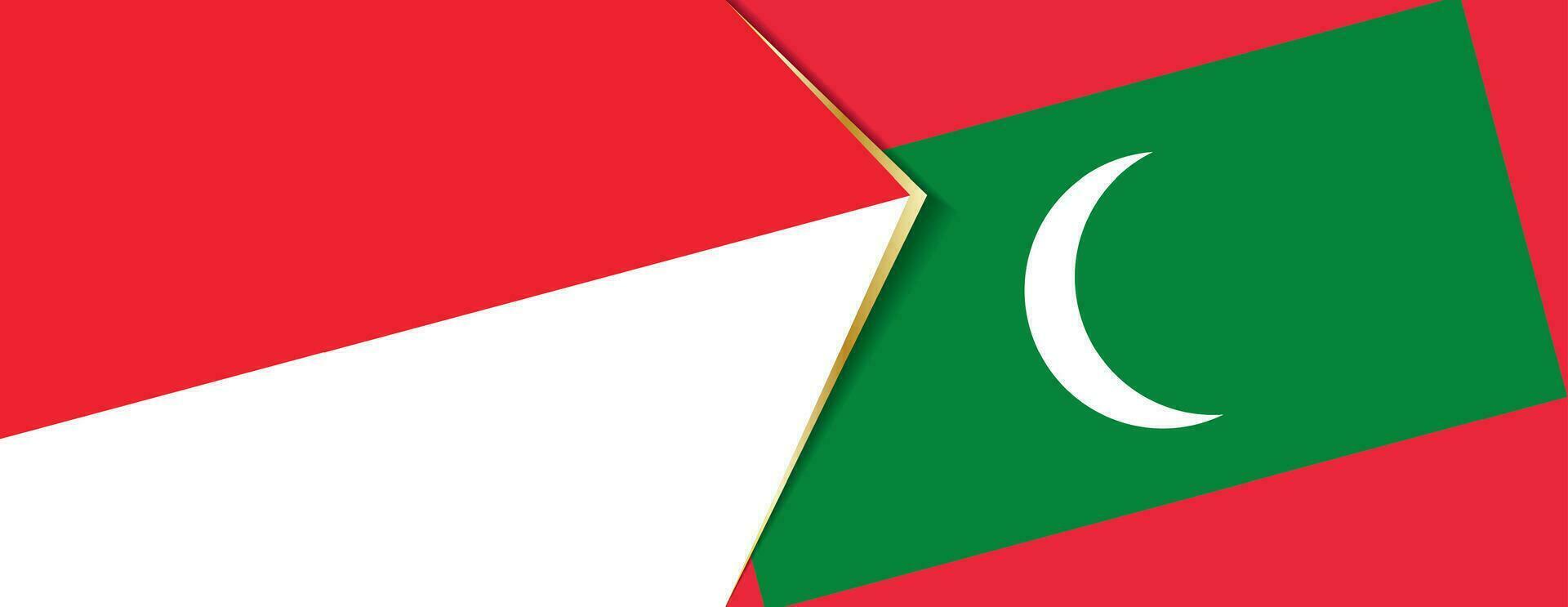 Indonesia and Maldives flags, two vector flags.