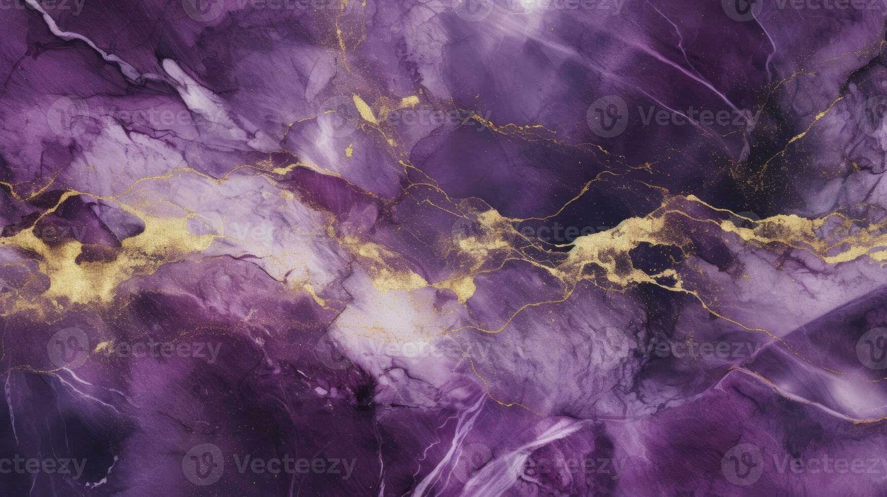 Abstract Purple Marble Texture with Golden Splashes Luxury Background. AI Generated photo