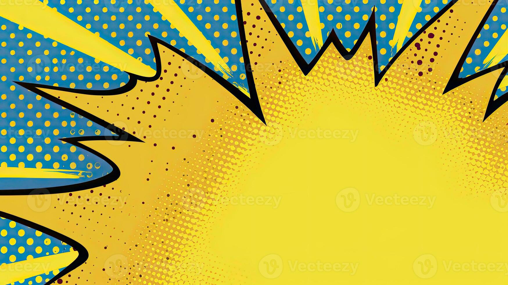 Retro Yellow Pop Art Background Banner. AI Generated photo